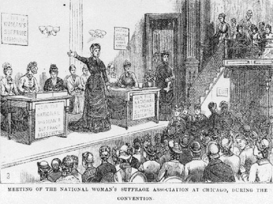 assemblée pour le vote des femmes au XIXe siècle